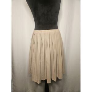 MAX STUDIO Cream Pleated Accordion 100% Polyester Small Fully Lined Midi Skirt